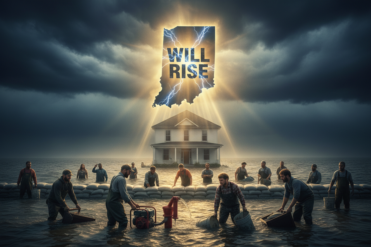 Indiana Will Rise - State Shape Sunlight
